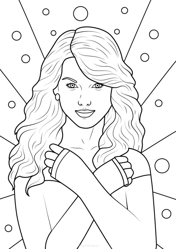 Coloring page Taylor Swift with crossed arms