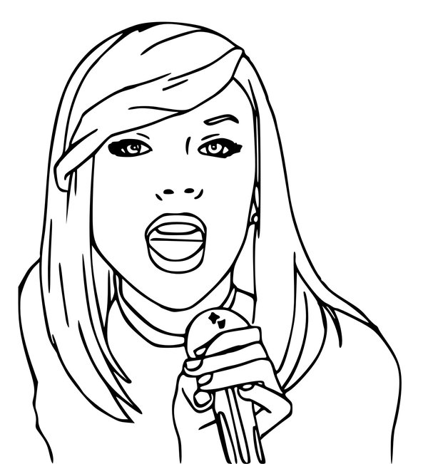 Taylor Swift singt coloring page for children