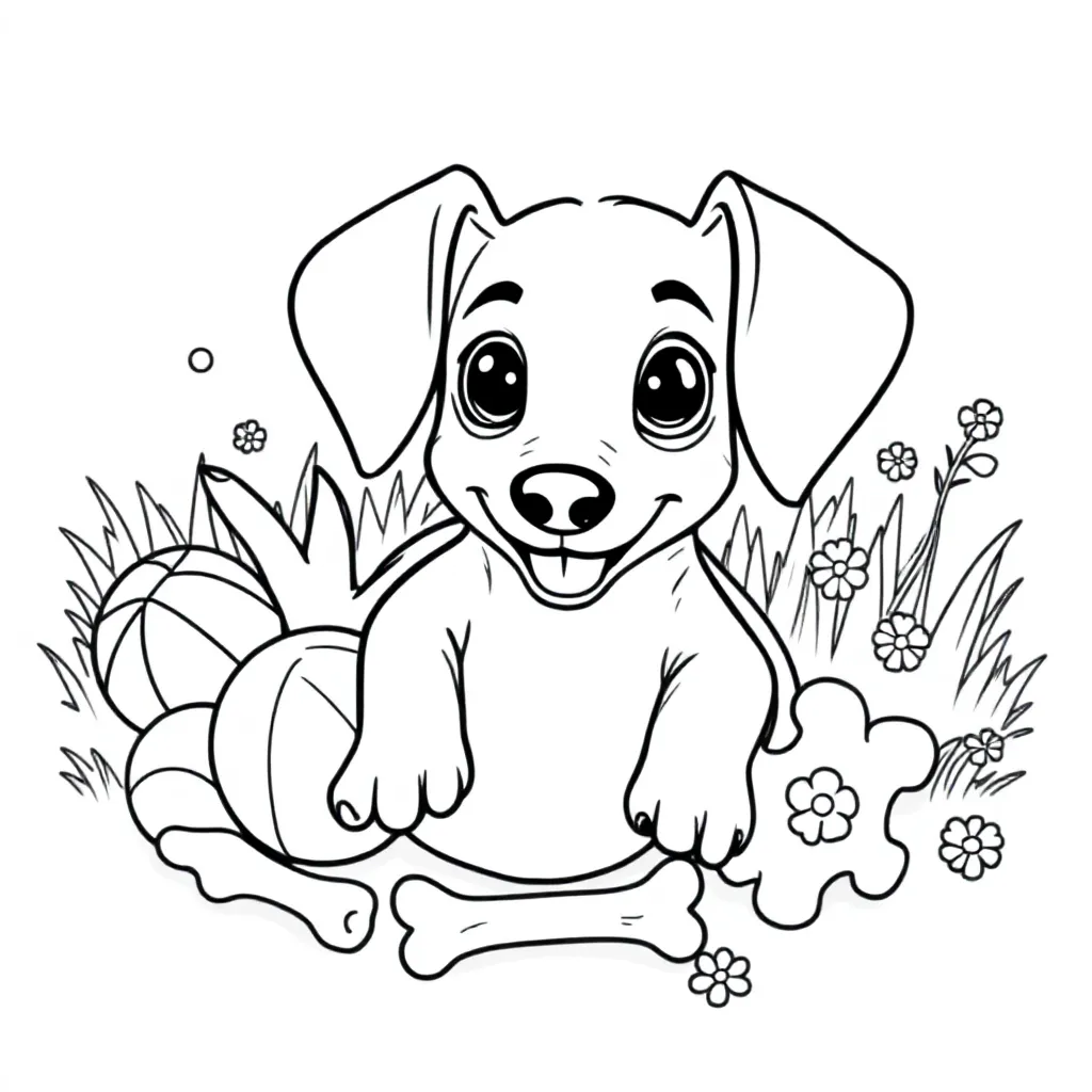 Feuille de coloriage Teckel chiot