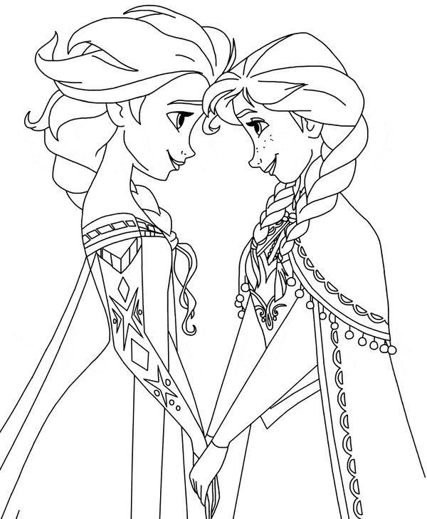 Tete A Tete Frozen Anna Elsa coloring page for children