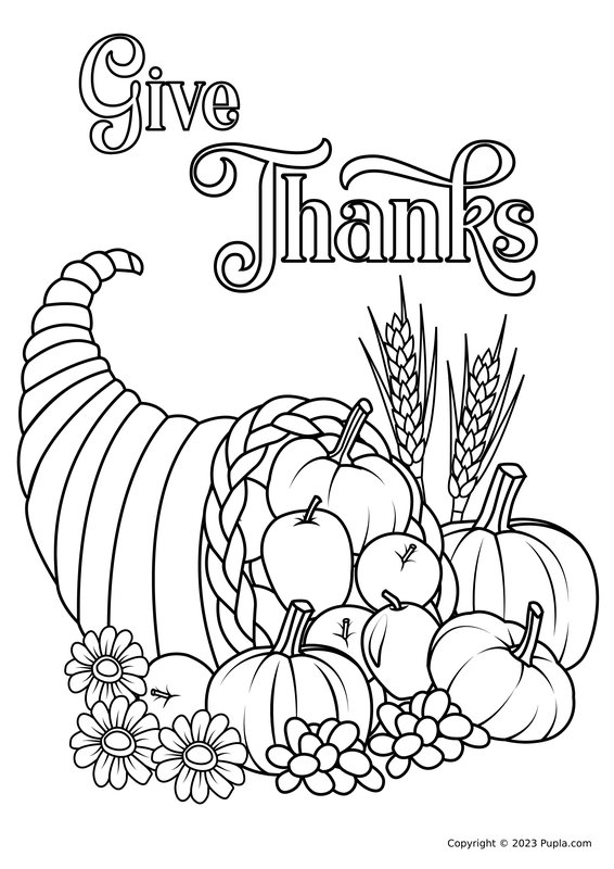 Thanksgiving Give Thanks coloring page for children