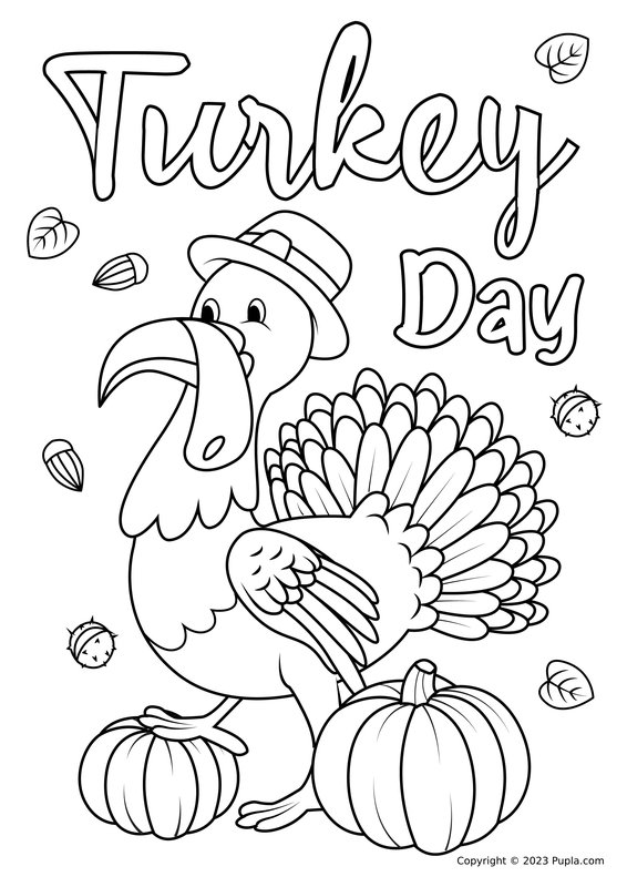 Thanksgiving Turkey Day coloring page for children