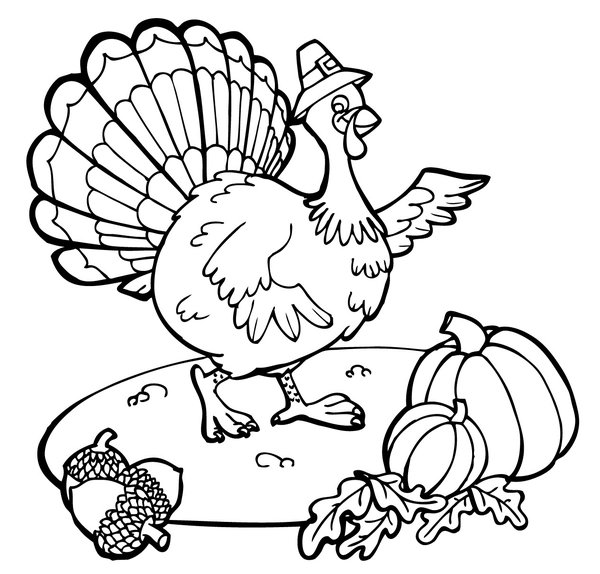 Thanksgiving Turkey Pumpkins coloring page for children