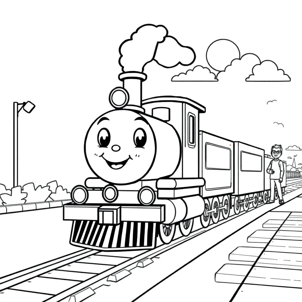 Thomas Trein Cartoon Kindvriendelijk Educatief coloring page for children