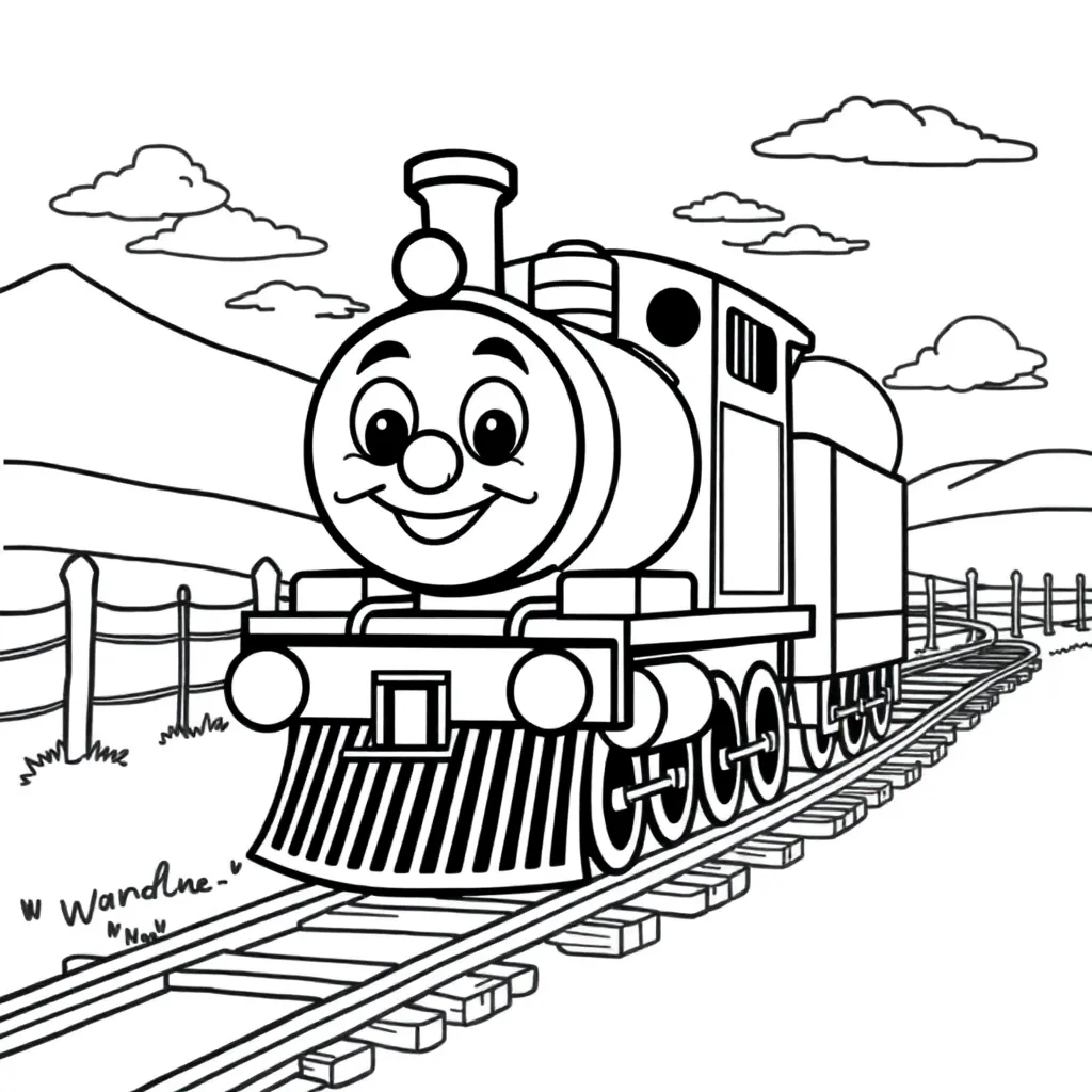 Kostenlose Thomas die Lokomotive Malvorlage Cartoon Fröhliche Kinder Malvorlage