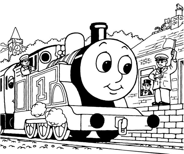 Thomas Trein Treinstation coloring page for children