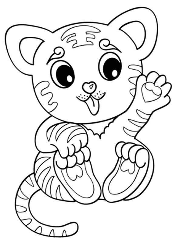 Tigre Bebe Que Saluda coloring page for children