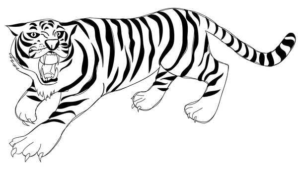 Tigre Debout Rugissant coloring page for children