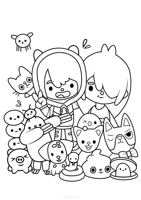 Toca Boca Charaktere coloring page for children