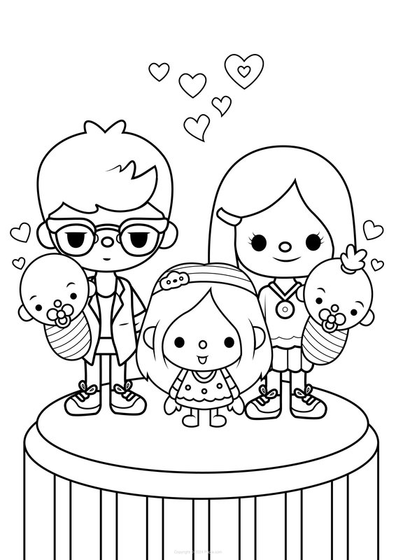 Toca Boca Family Photo coloring page for children