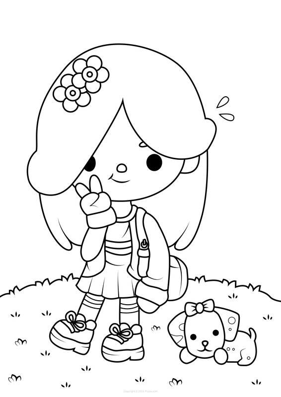 Toca Boca Mädchen und Hund coloring page for children