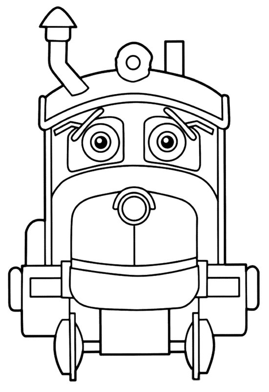 Trein Chuggington Stoomboemel Piet coloring page for children