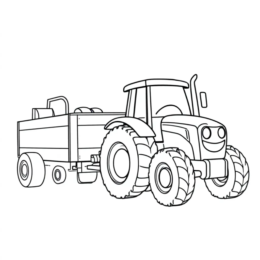 trekker met kipper en aardappelrooier coloring page for children