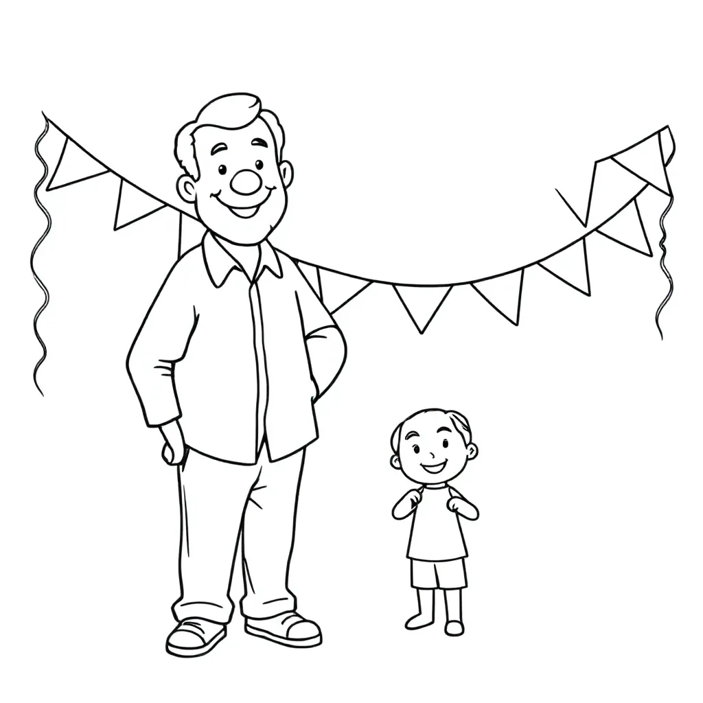 trekker opa en kleinkind slingers coloring page for children