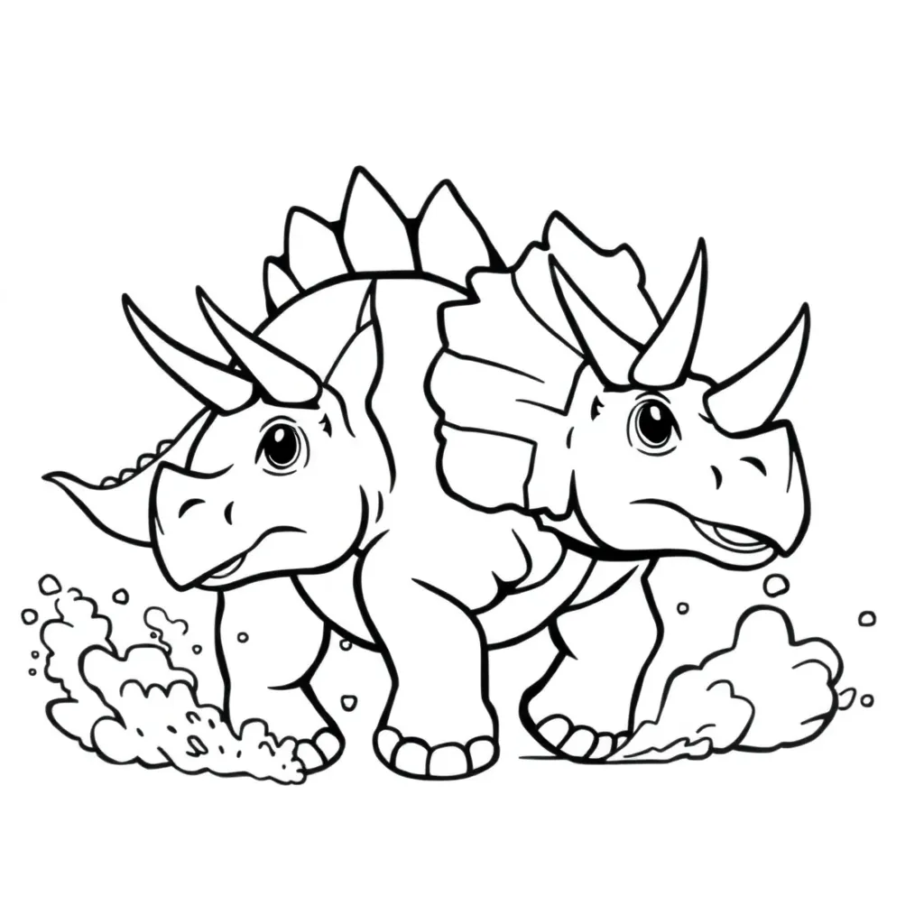 Triceratops Prehistorie Dinosaurus Educatief Cartoon coloring page for children