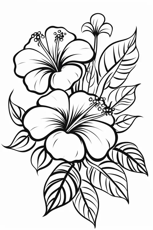 Tropical Flower coloring page for children