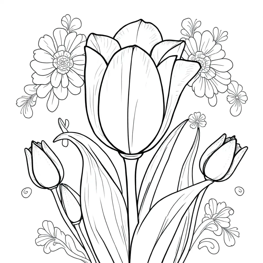 Tulp coloring page for children