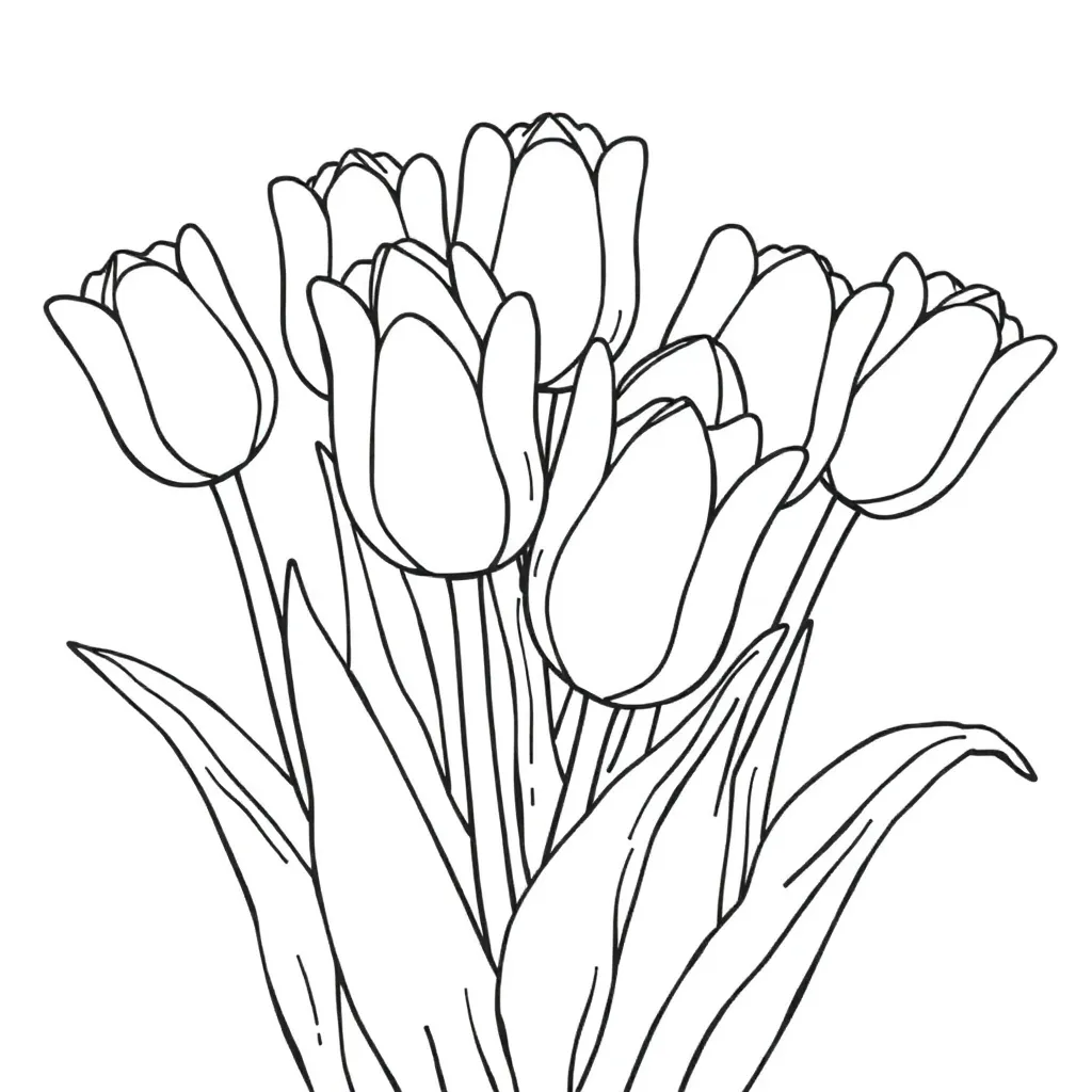 Tulpen Lente Bloemen Natuur Creatief coloring page for children