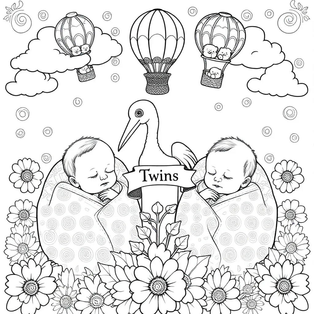 tweelingbroertjes geboren kleurplaat voor kinderen