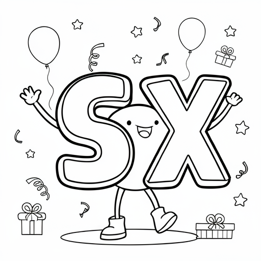 un personaje que represente el número 6 con un fondo festivo