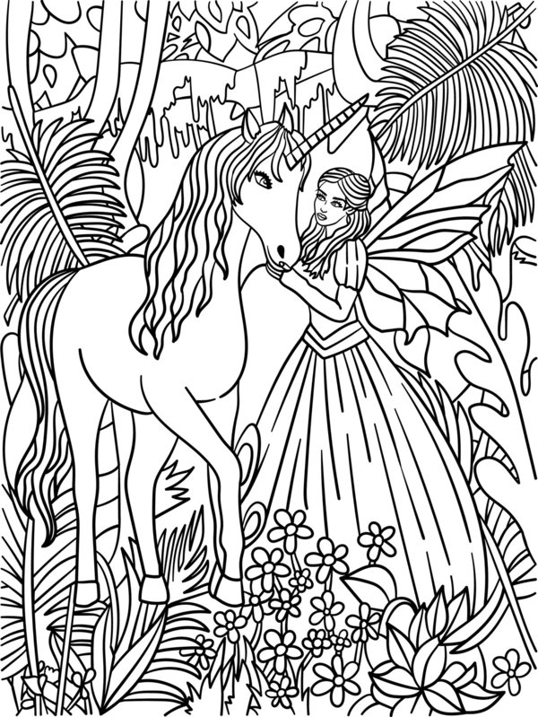 Unicorn Fee coloring page for children