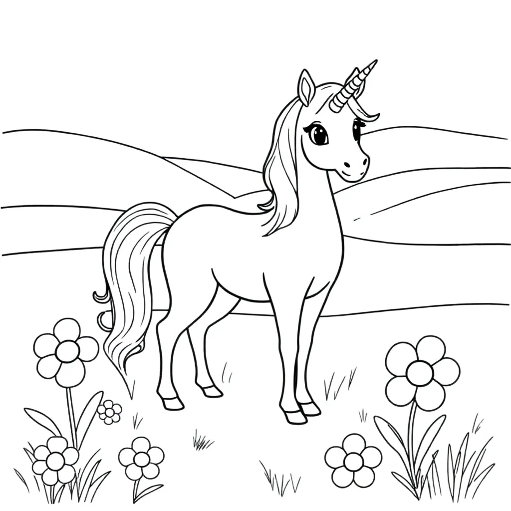 Feuille de coloriage gratuite licorne pour enfants