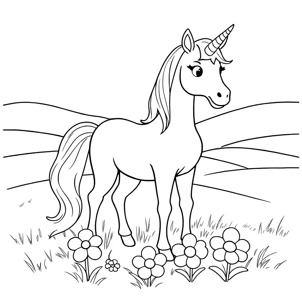 Feuille de coloriage gratuite licorne pour enfants