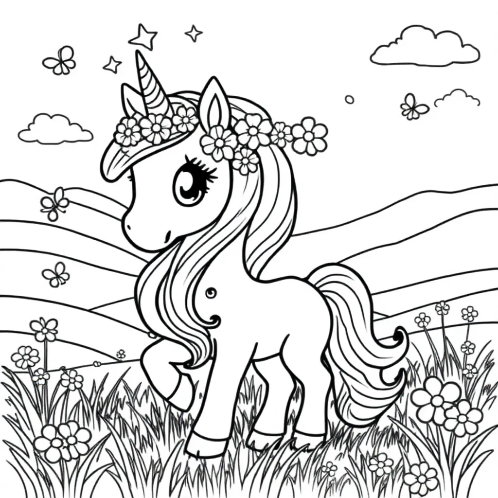 Feuille de coloriage gratuite licorne pour enfants