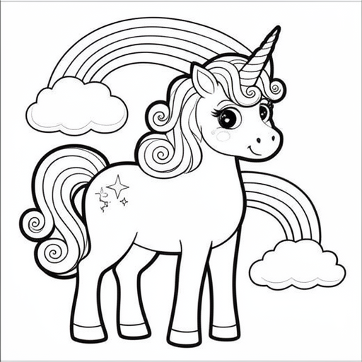 Unicorn met achtergrond voor meisje 4 jaar. Bijvoorbeeld regenboog enzo kleurplaat voor kinderen