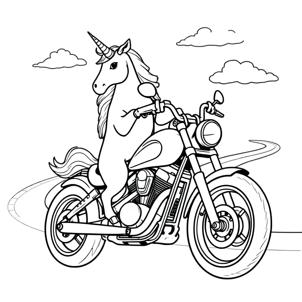 unicorno su moto