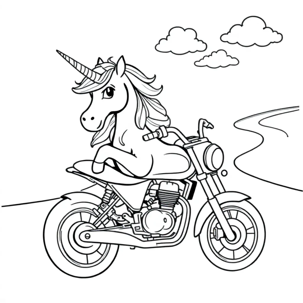 unicorno su moto