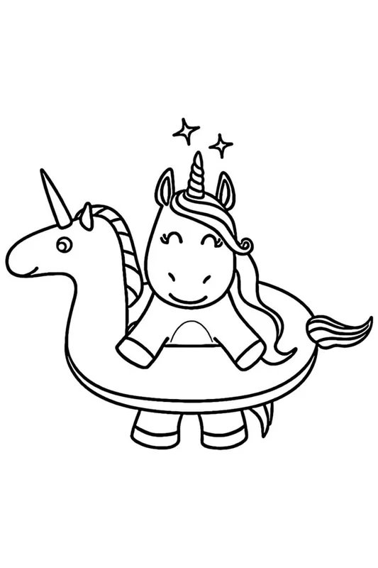 Unicorn Opblaasband coloring page for children