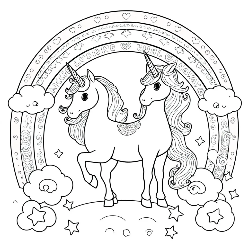 unicorn rainbow kleurplaat voor kinderen