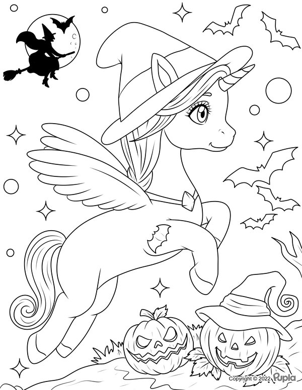 Unicornio De Halloween coloring page for children