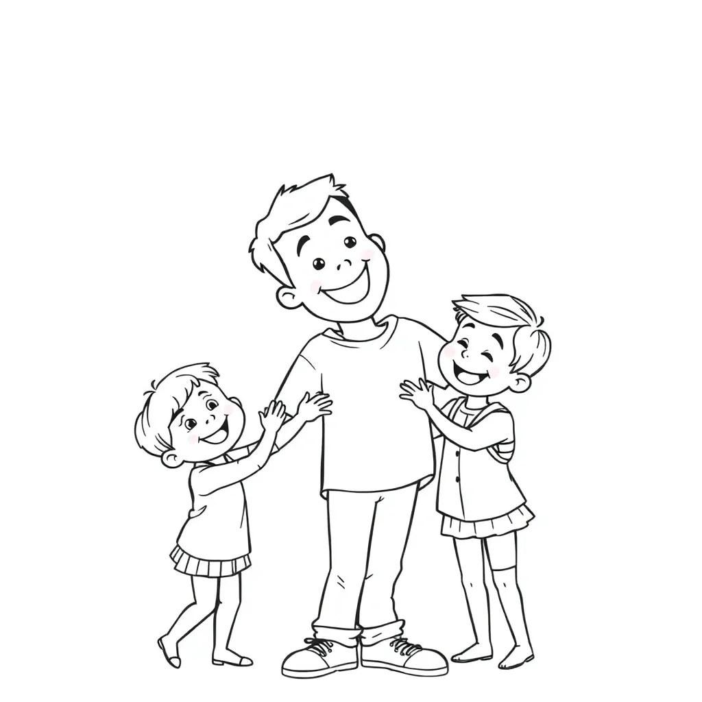 Vaderdag Familie Liefde Samen Gezin coloring page for children