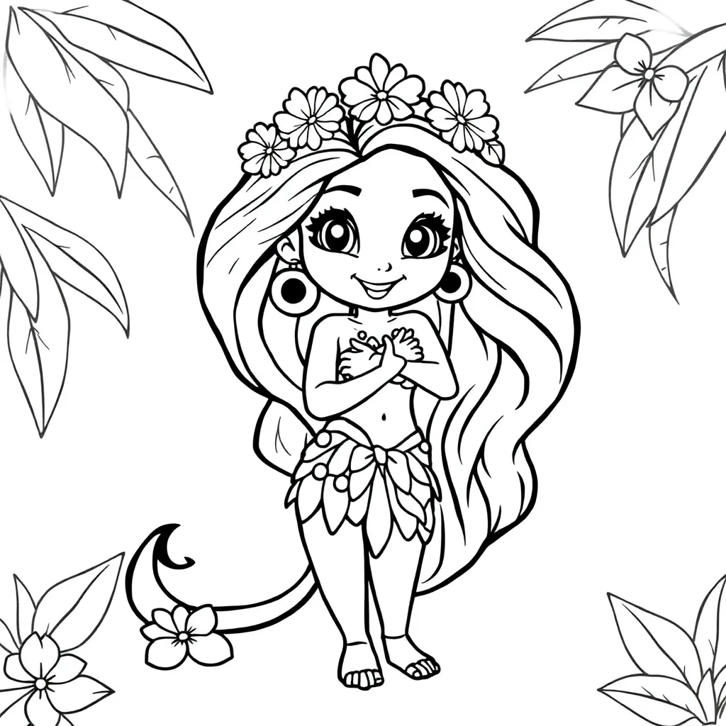 Vaiana Disney Avontuur Zee Prinses coloring page for children