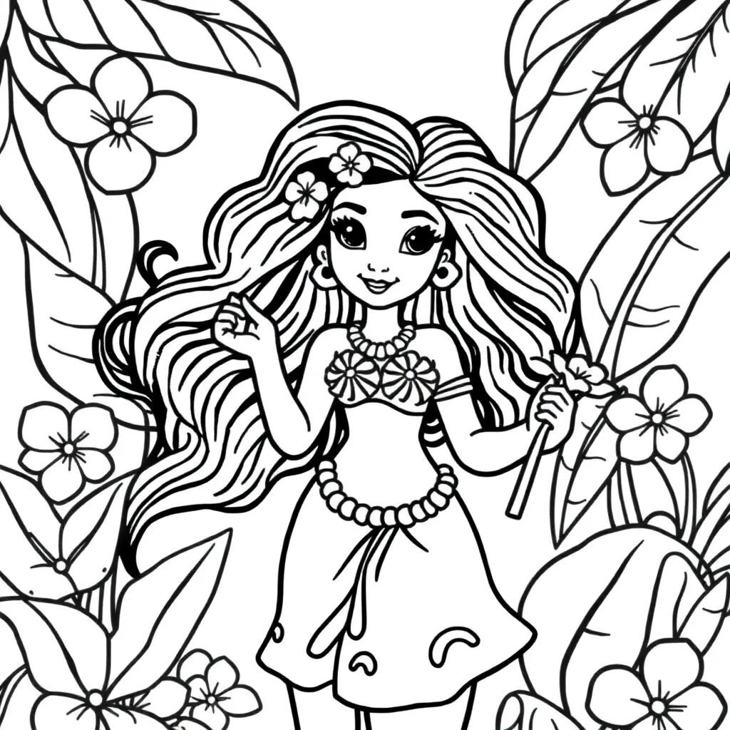 Feuille de coloriage Vaiana Disney Aventure Océanique Princesse