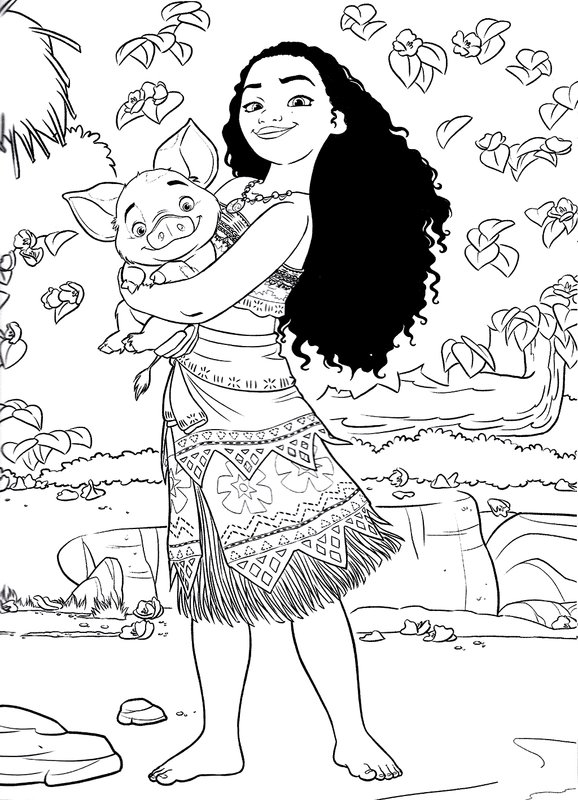Vaiana Houdt Pua Vast coloring page for children