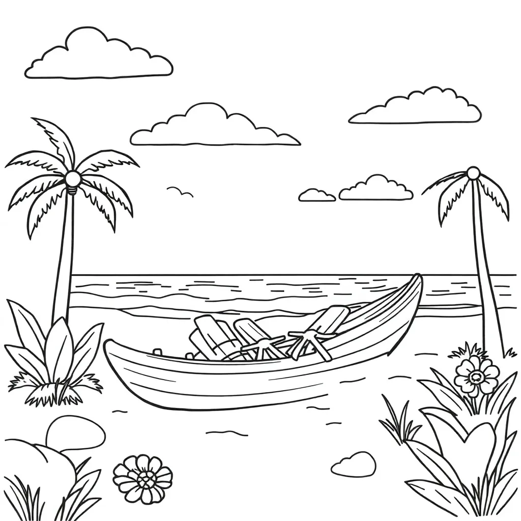 Vakantie Strand Zomer Kinderen Creatief coloring page for children