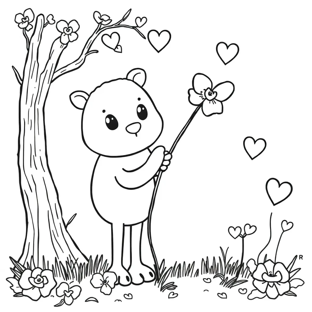 Valentijn Hart Liefde Romance Romantisch coloring page for children