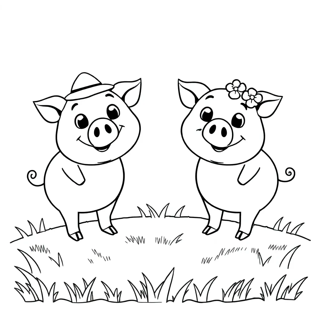 varkens kleurplaat voor kinderen