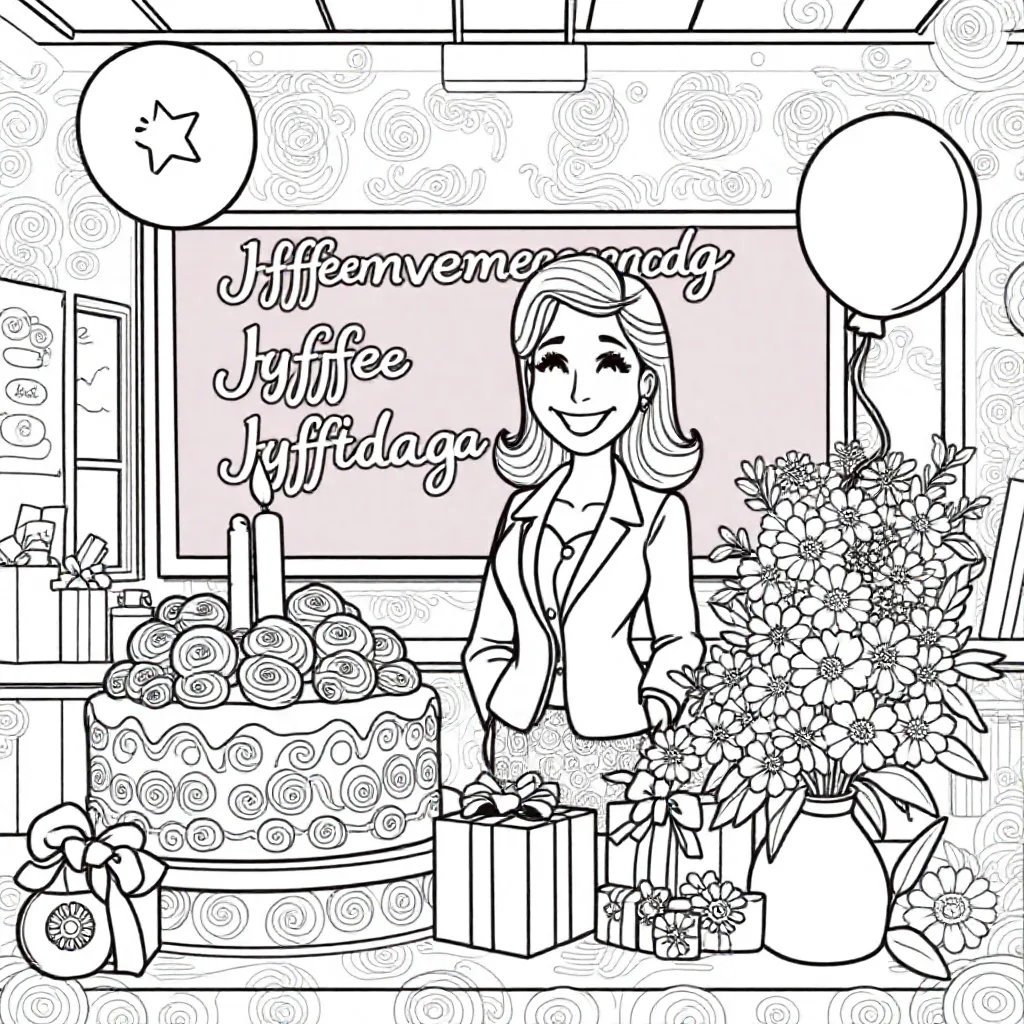 juffenverjaardag kleurplaat voor kinderen