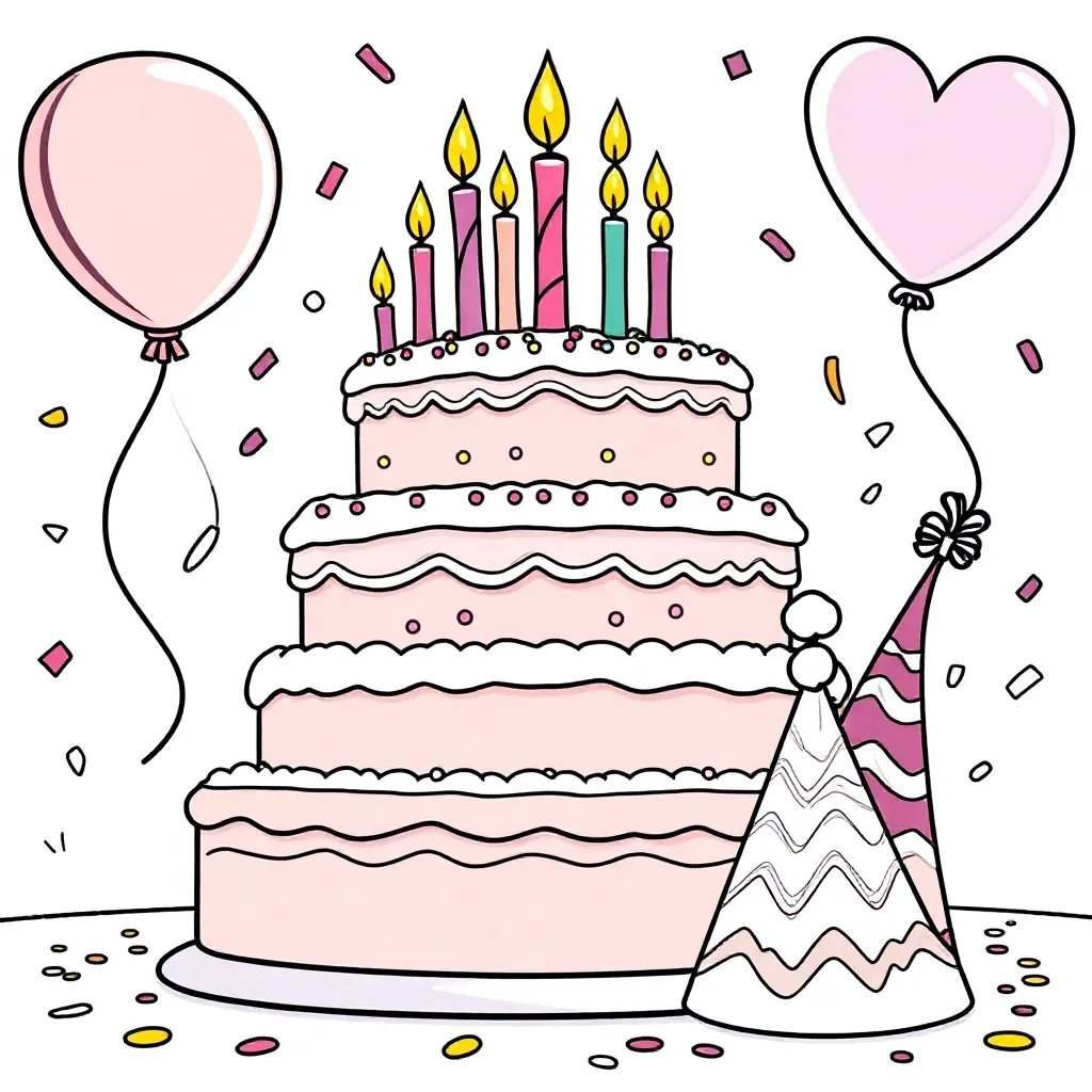 verjaardag taart 95 kleurplaat voor kinderen