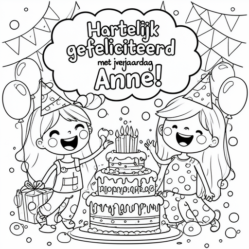 Verjaardag van beste vriendin (2 meiden) (Zijn pubers) kleurplaat voor kinderen