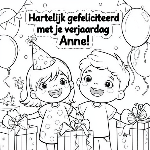 Verjaardag van beste vriendin kleurplaat voor kinderen