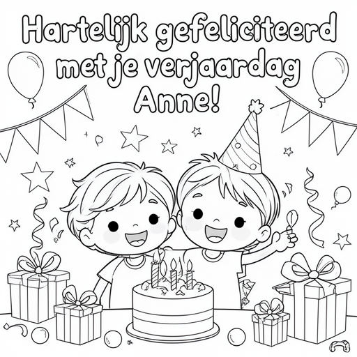 Verjaardag van beste vriendin kleurplaat voor kinderen