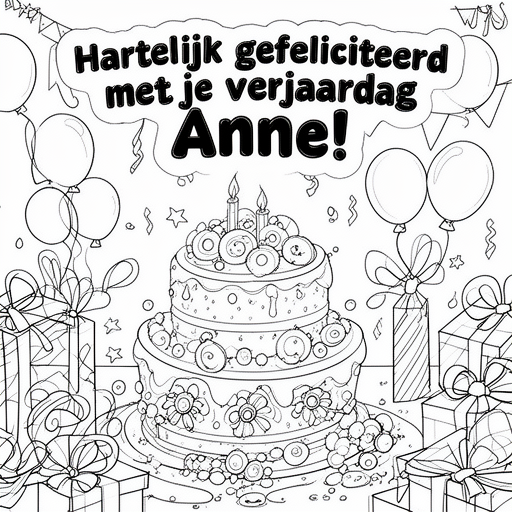 Verjaardag van beste vriendin kleurplaat voor kinderen