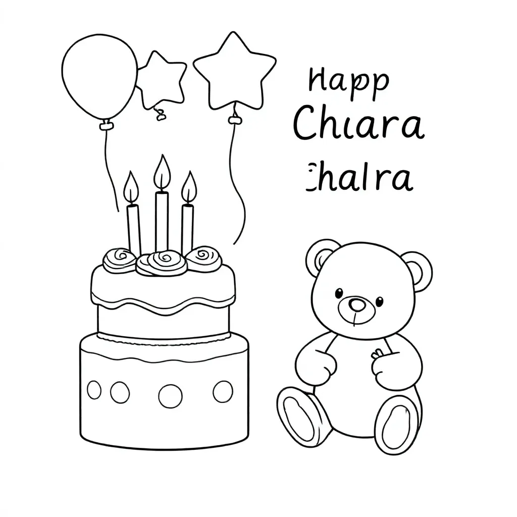 Feuille de coloriage Gratuite Anniversaire Chiara 3 ans  Feuille de coloriage pour Enfants