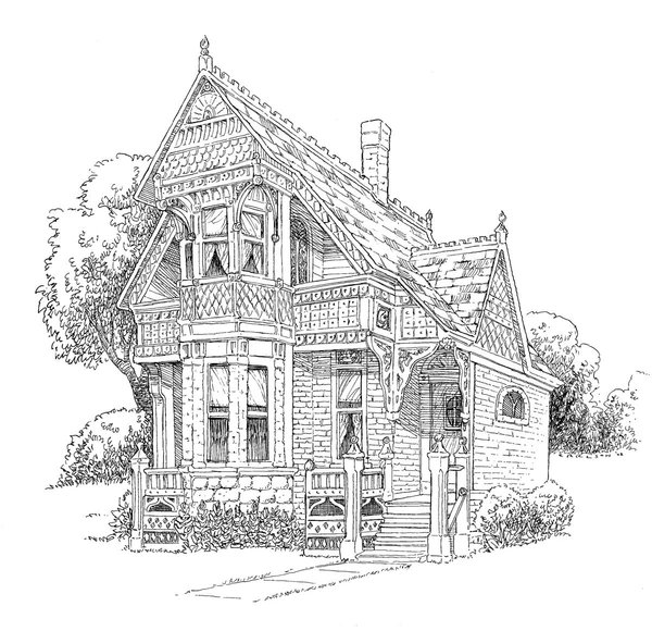 Victorian House Detailed coloring page for children