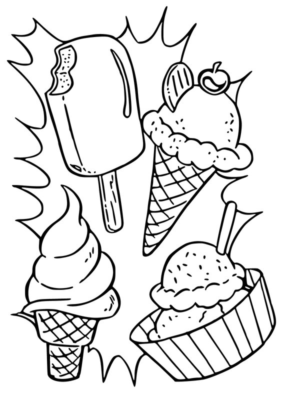 Feuille de coloriage Quatre Glaces Différentes